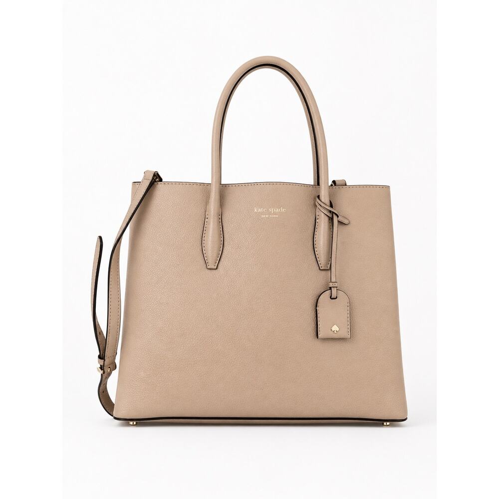 Kate Spade Eva Medium Satchel WKRU5696 Beige Leather EUC